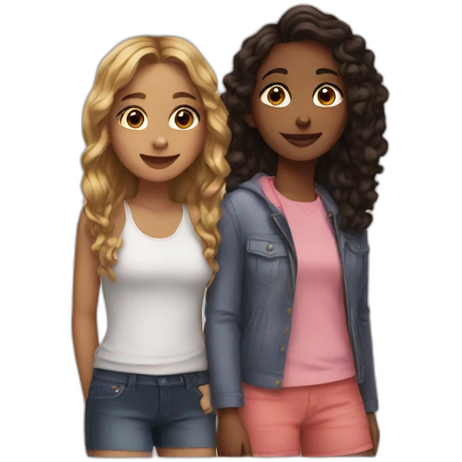 Girls with a friends emoji