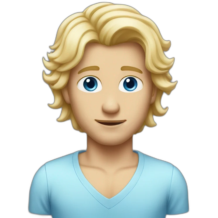 Homme cheveux long blond au yeux bleu emoji