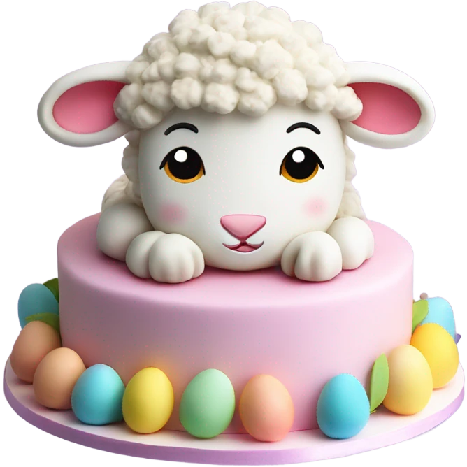 beautifully decorated 2 tier cute Easter lamb cake emoji