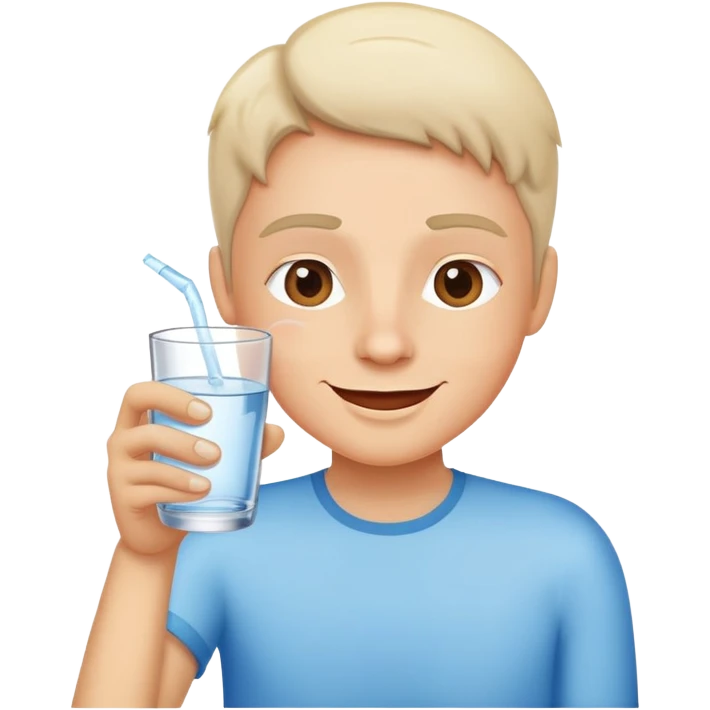 person drinking a glass of water, cheerful and healthy, simple and expressive emoji