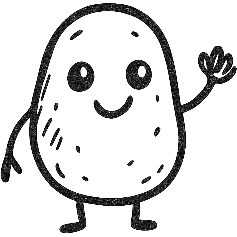 A cute potato emoji waving emoji