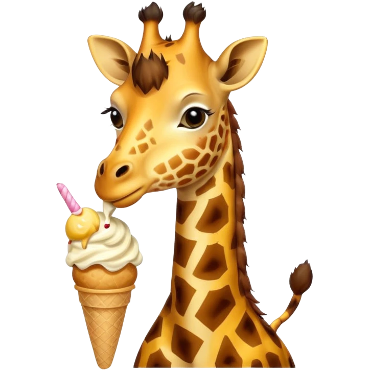 dondurma yiyen zürafa emoji
