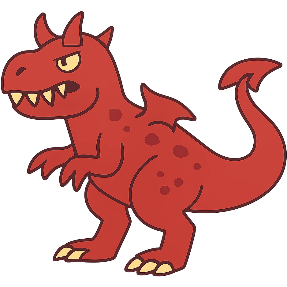 flat toon style devil dinosaur emoji