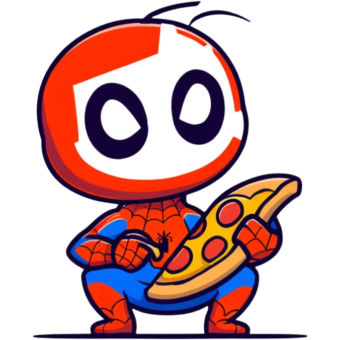 Spiderman eat a pizza emoji