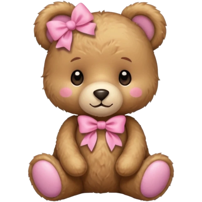 Cute teddy bear with a pink bow. emoji