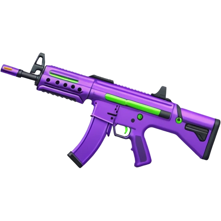 shooter game with this color purple  and neon green make it as an assult rifle emoji