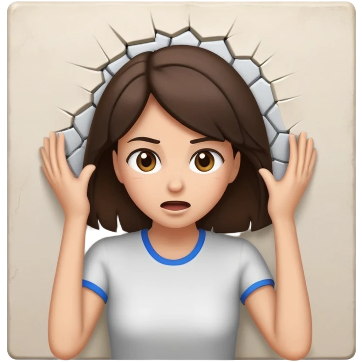 A brunette hitting her head on a wall emoji