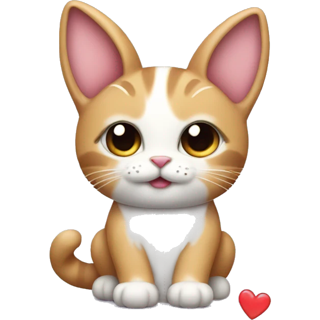 a cute cat with a heart in its paw and bunny ears emoji