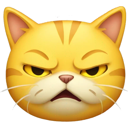 yellow cat emoji with an angry face emoji