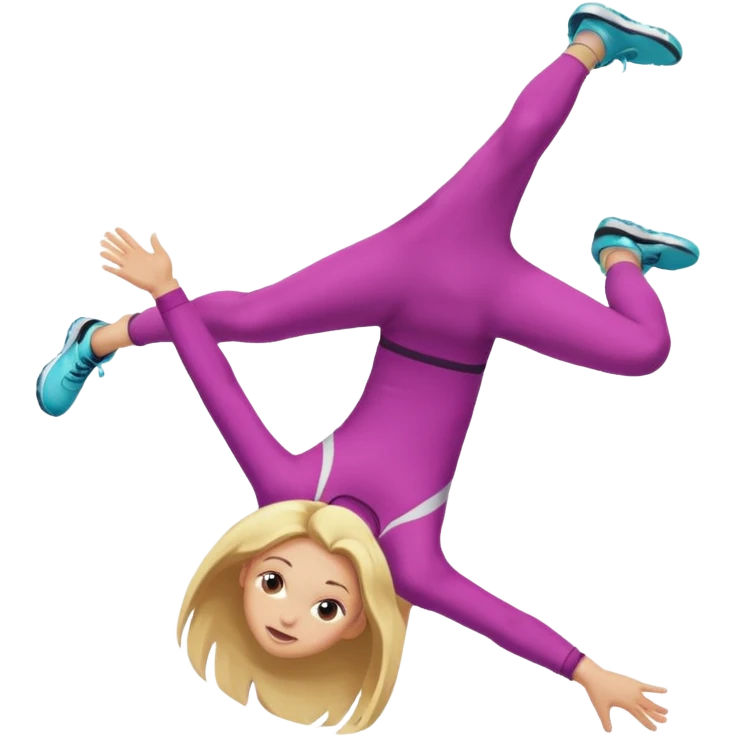  Ein Mädchen mit blonden Haaren, die ein Backflip macht emoji