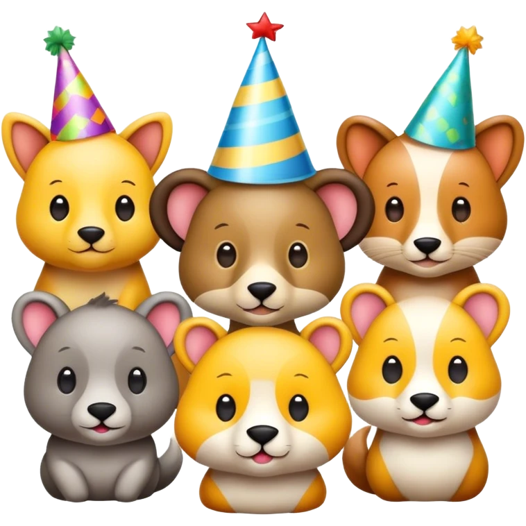 Animals in party hats emoji