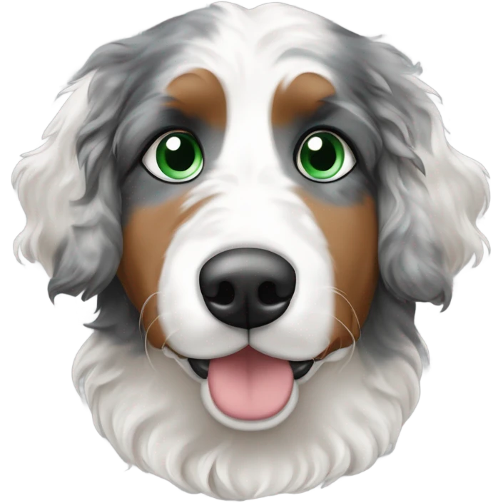 merle bernedoodle with one blue eye and one green eye emoji