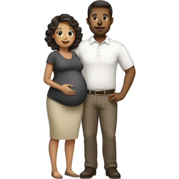 Husband and pregnant wife dark brown haircut emoji