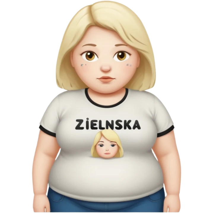 fat girl with letters „zielinska” on her shirt emoji