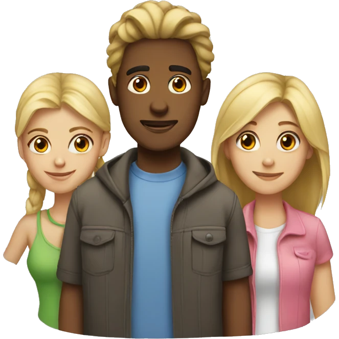 Two girls and a guy emoji
