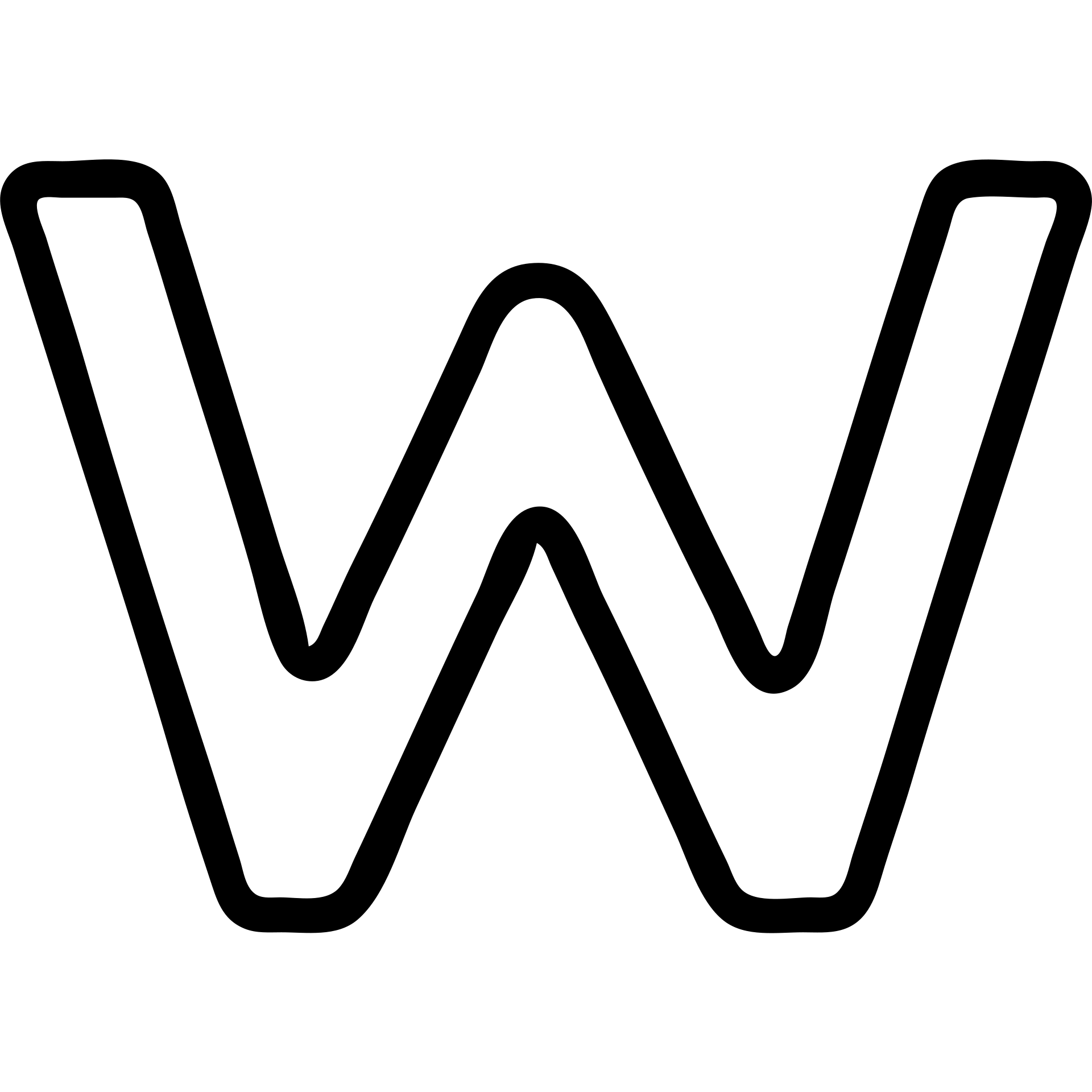 the letter W as a minimal outlined icon, black lines, no fill, modern look emoji