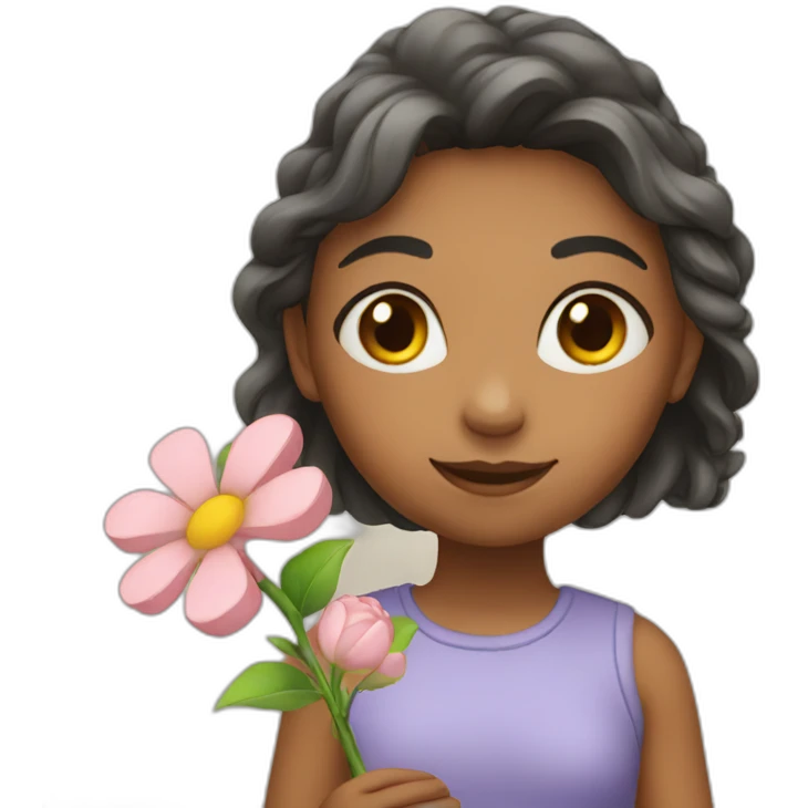 Girl holding a flower emoji