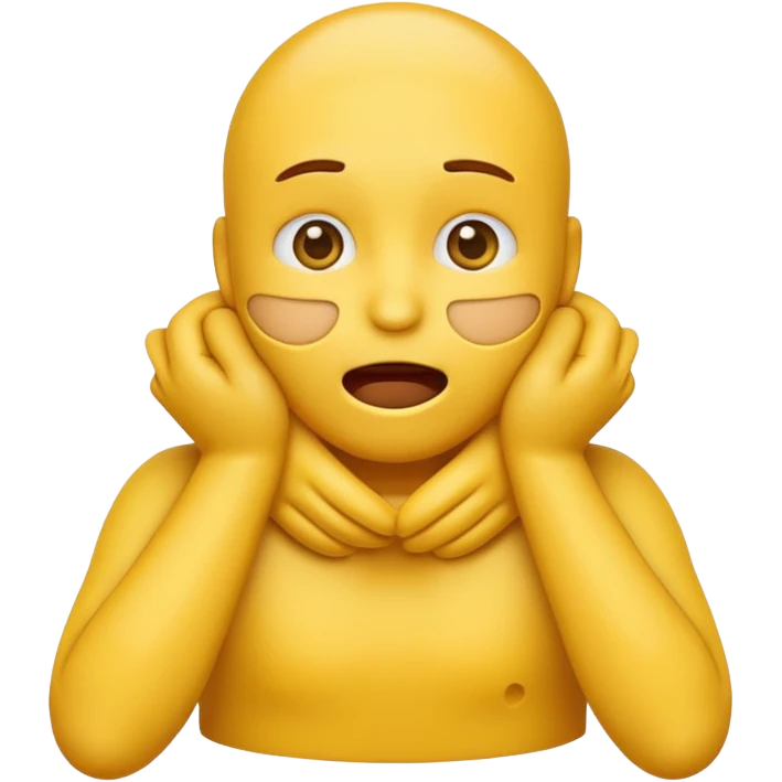 Yellow emoji doing choking emote with hands around neck emoji