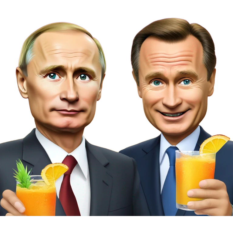 Vladimir Putin and Gerhard Schröder with tropical drinks emoji
