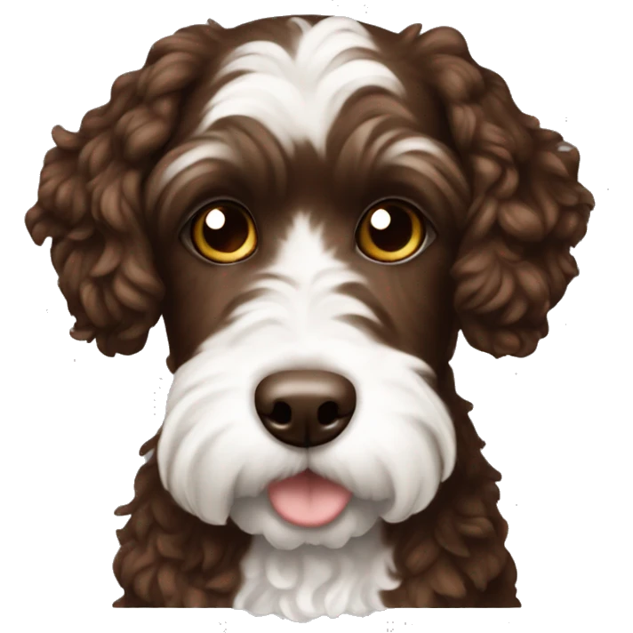 Chocolate and white cockapoo emoji