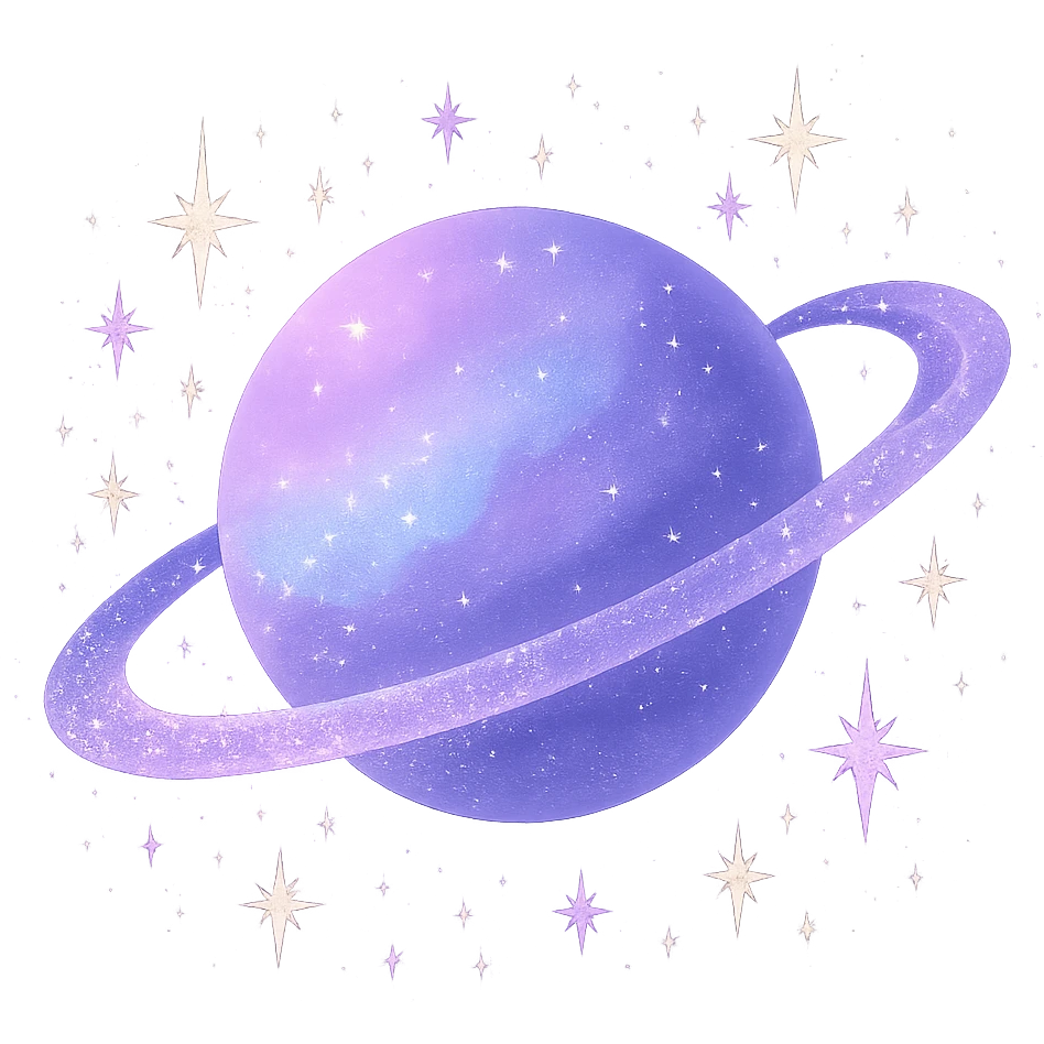 celestial planet with rings and sparkles, magical emoji