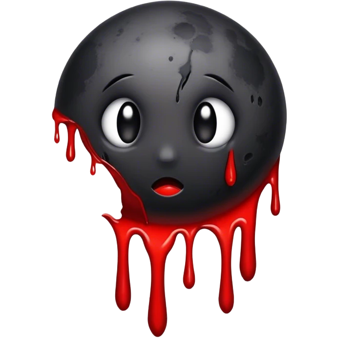 Black moon with blood dripping from it  emoji
