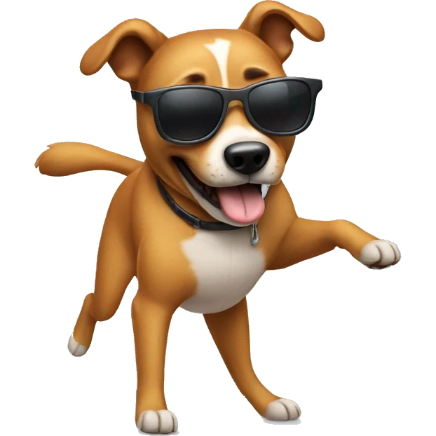 dog with sunglasses dancing emoji
