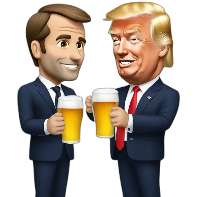 macron and trump drink a beer emoji