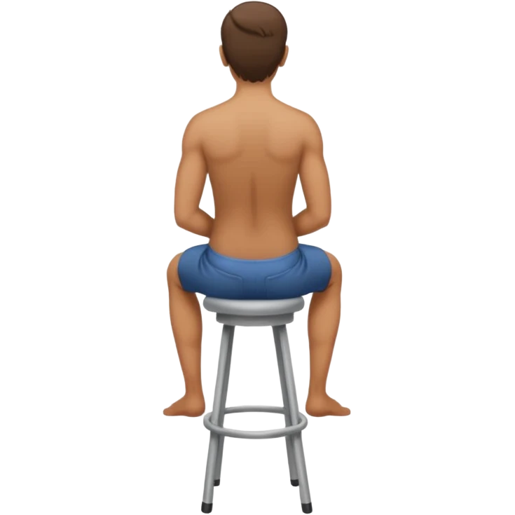 a person sitting on stool with full back head turn

 emoji