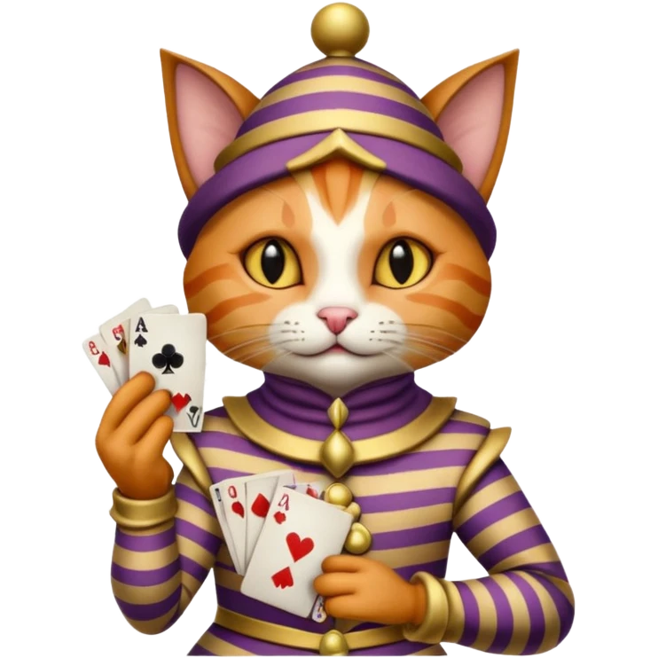 court jester cat, poker cards emoji