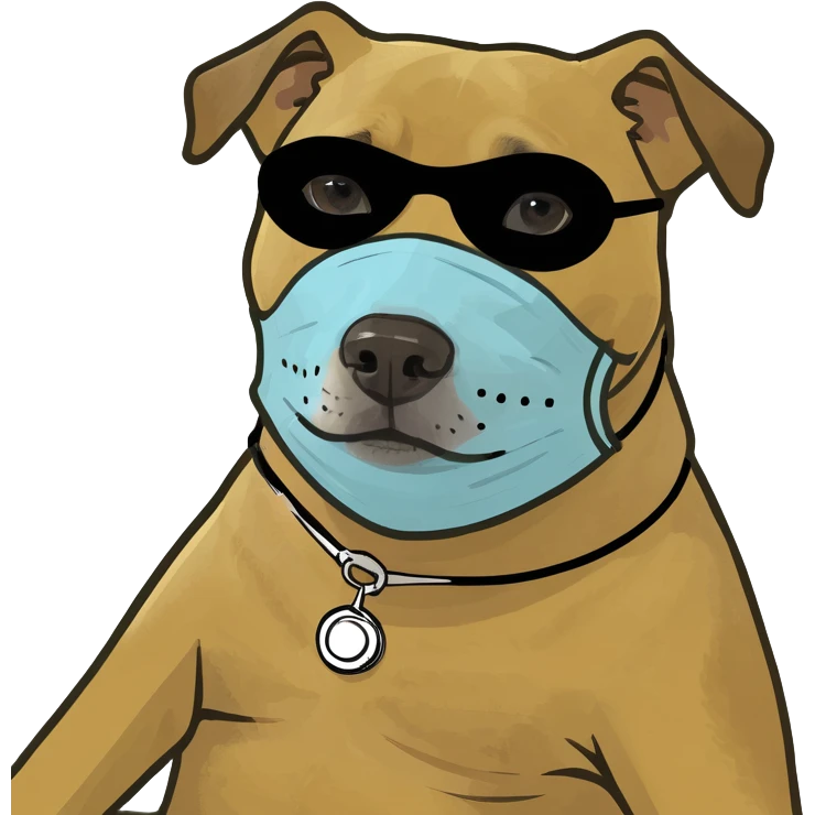 Dog wearing relaxing mask emoji