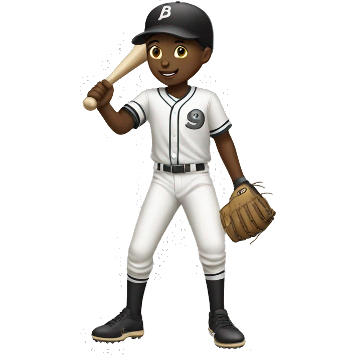 Black kid playing baseball emoji