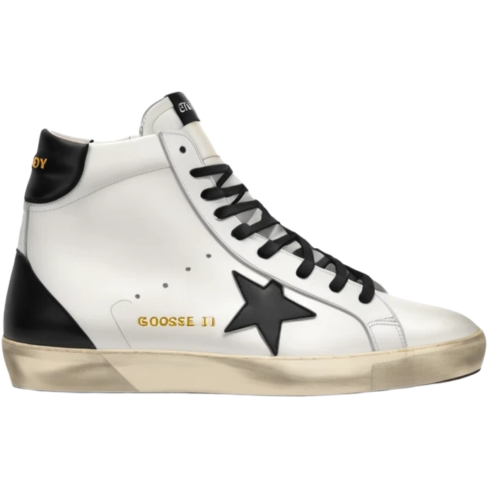 A golden goose shoe sneaker white with black heel emoji