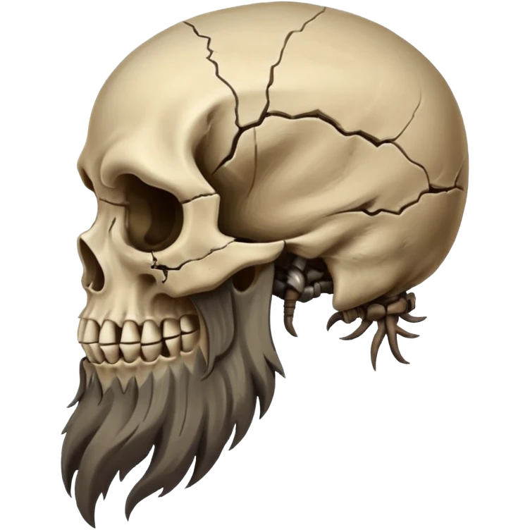 Weird skull with beard  side view emoji