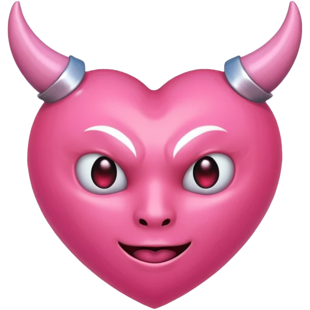 a plain pink heart with demon horns on it, no face emoji