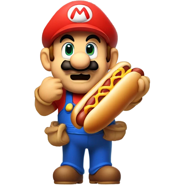 Mario eating hot dog emoji
