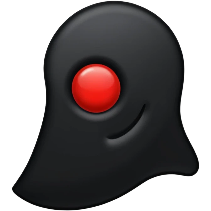 iOS sticker, dark mark, black shape, red dot, minimal emoji