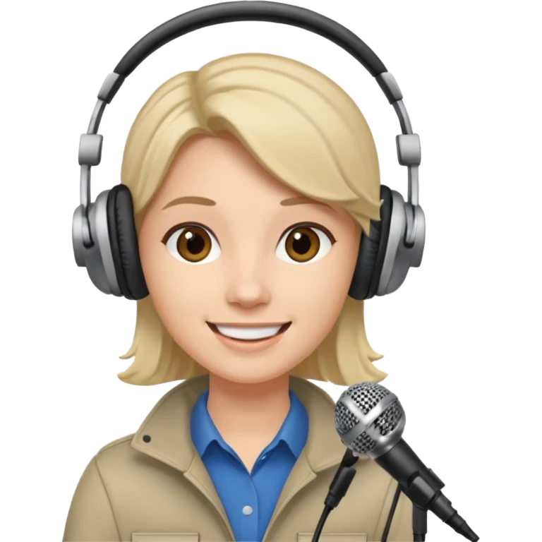 radyocu , podcast sunuyor, önünde microfon emoji