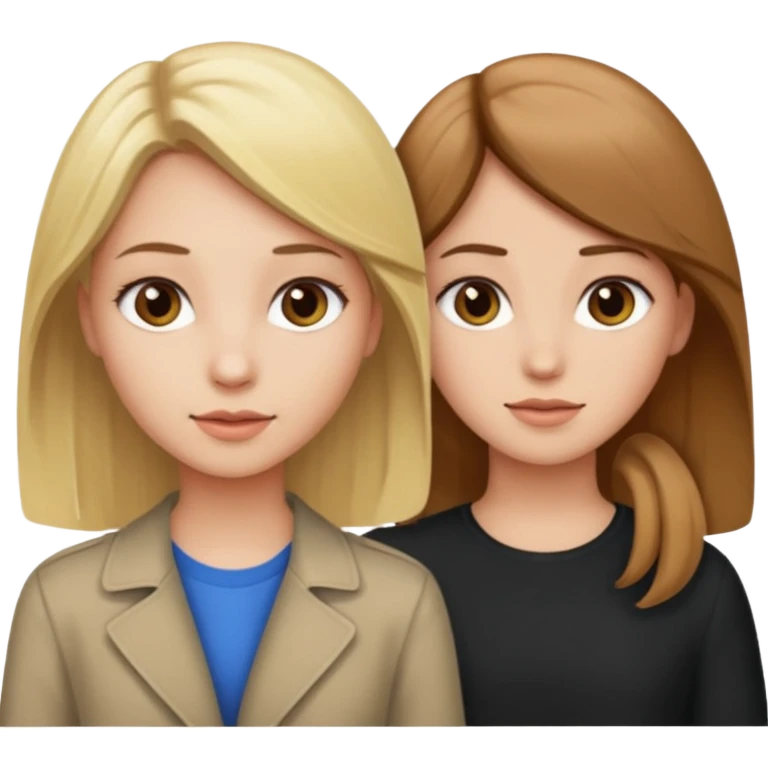 blonde hair girl and brown hair girl emoji