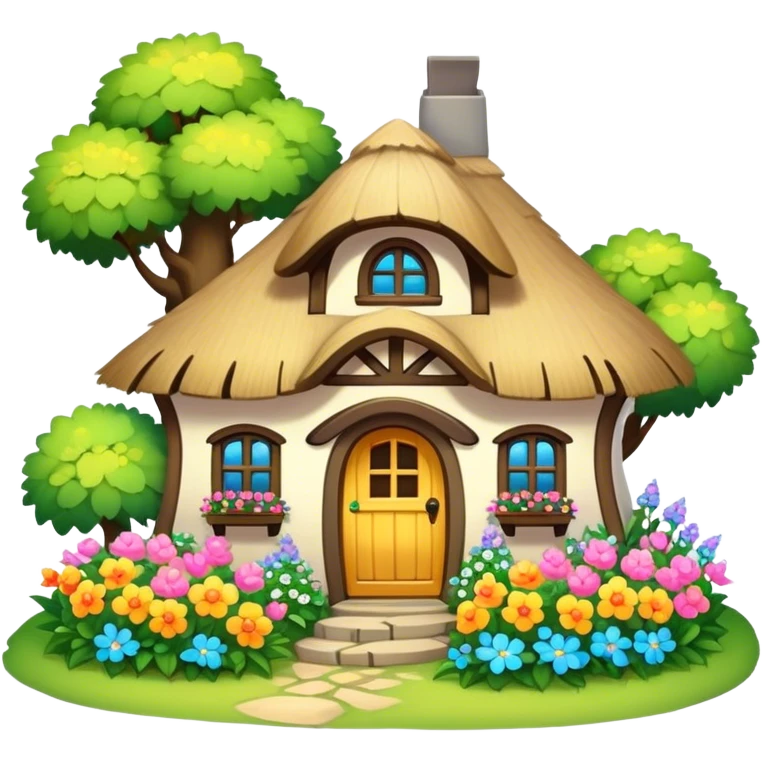 Cozy Fantasy cottage with flowers emoji