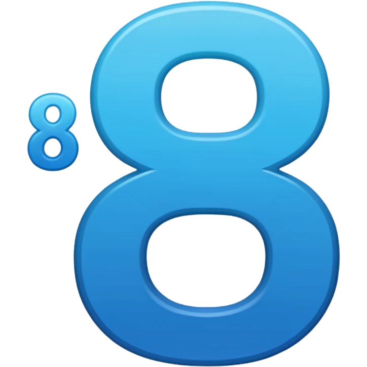 number 8 in blight blue to ocean blue gradient in comic sans - no background - PNG file emoji