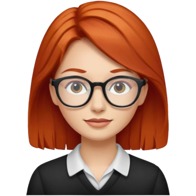 red-haired woman wearing glasses emoji