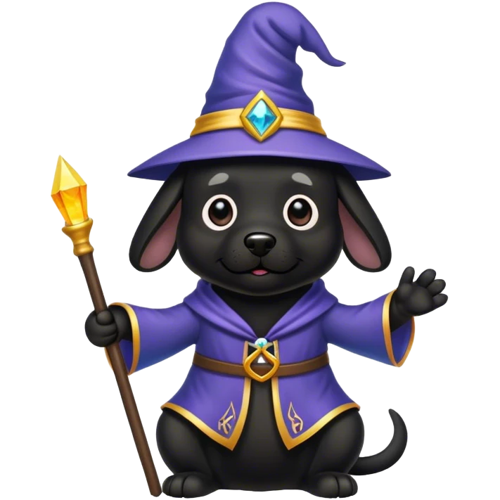 black dog Wizard emoji