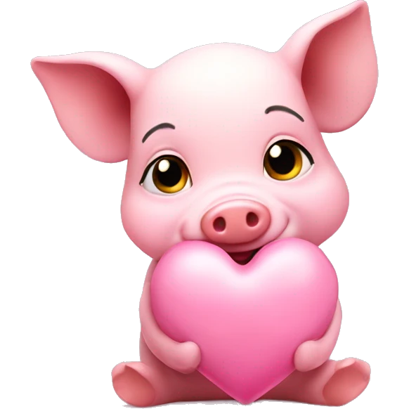 Pink heart with a piglet emoji