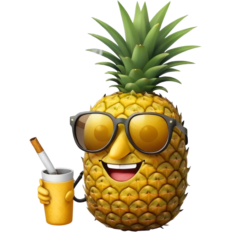pineapple with sunglasses, smoking a cigarette emoji