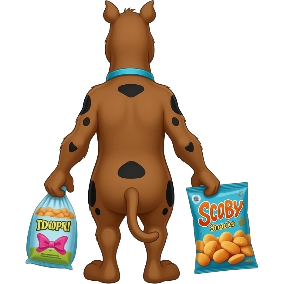 Shaggy from Scooby Doo from behind passing Scooby Snax emoji