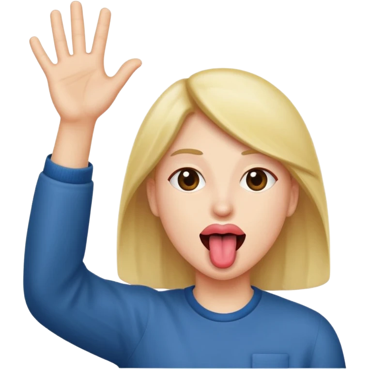 Tounge out with hand look like it’s about to dive in emoji