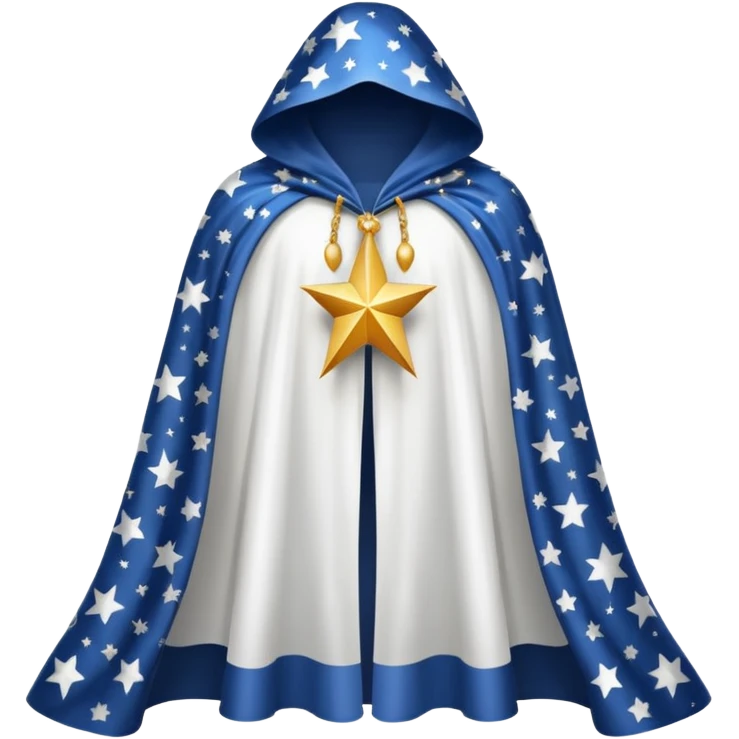 a fantasy  magic, white color with star pattern cloak emoji