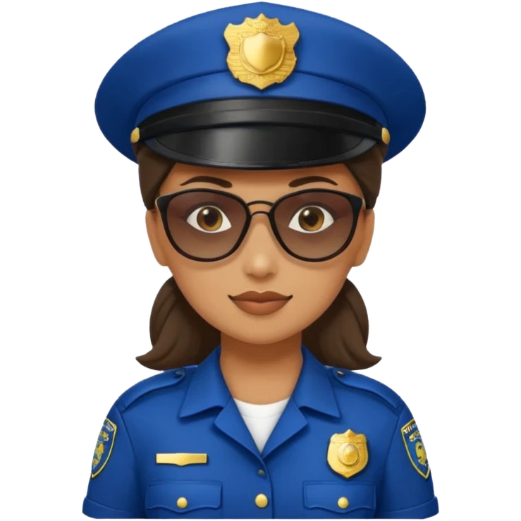 woman police with hair style and hats and sun glasses emoji