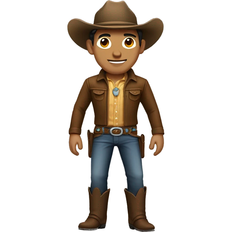 Cowboy full body, short dark hair, tan skin, big head emoji